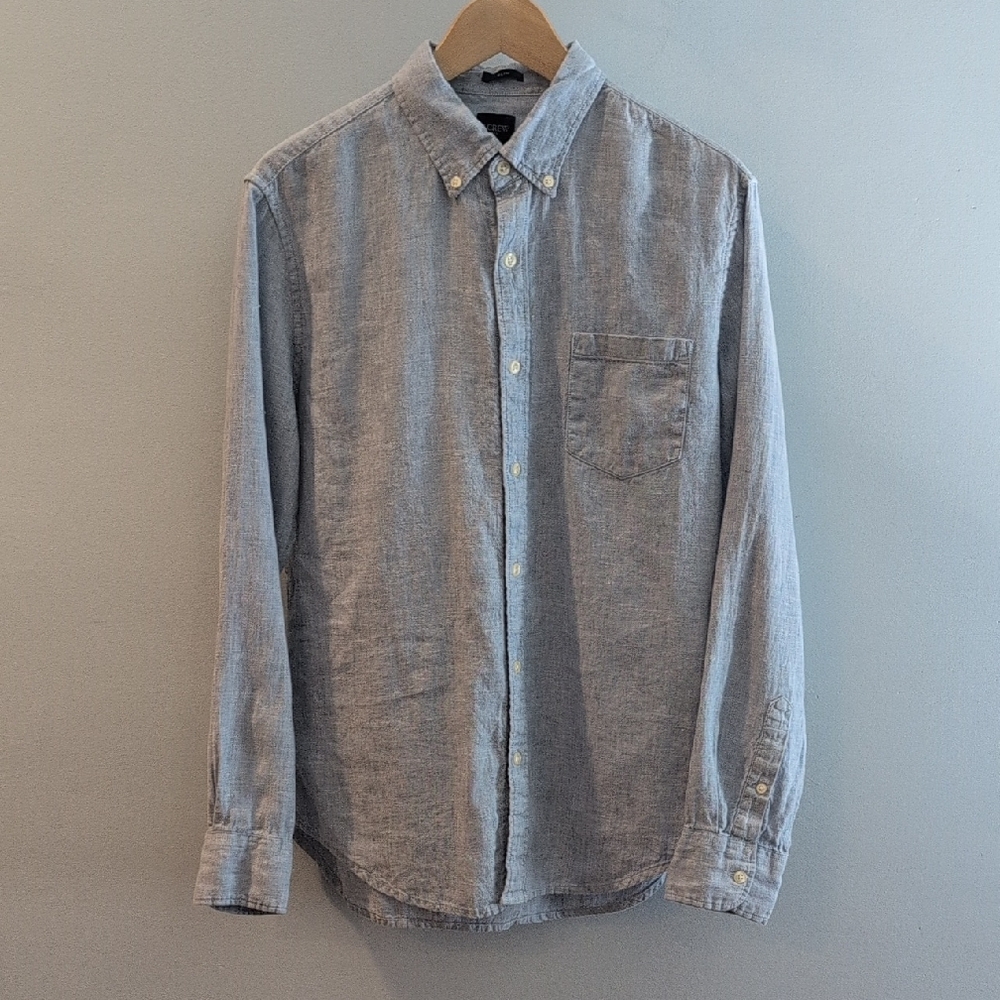 J. Crew Men's Medium Linen-Cotton Slim Fit Long Sleeve Shirt Style #AL179